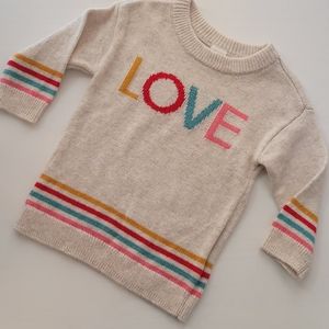 NWOT H&M Oatmeal Striped LOVE Sweater 9-12m